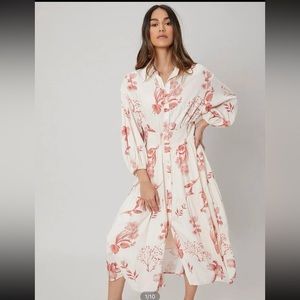 Viscose gathered shirt dress floral